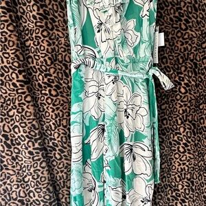 Luxology Tropical Green and Cream Maxi Dress